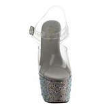 Silver Crystal Stone 18 cm BEJEWELED-708MS Platform High Heels Shoes