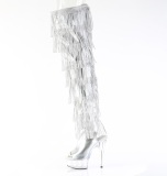 Slv 15 cm DELIGHT exotic overknee stvler med strass frynser