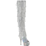 Slv 15 cm pole dance exotic overknee stvler med strass frynser