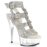 Slv strass 15 cm DELIGHT-656RS pleaser hje hle stropper sandaler