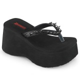 Sort 9 cm FUNN-35 emo gothic plateau mules kvinder