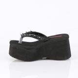 Sort 9 cm FUNN-35 emo gothic plateau mules kvinder