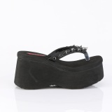 Sort 9 cm FUNN-35 emo gothic plateau mules kvinder