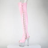 Strass 18 cm open toe rosa lrlange stvler hje hle med snrebnd