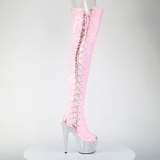 Strass 18 cm open toe rosa lrlange stvler hje hle med snrebnd