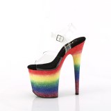 Transparent 20 cm FLAMINGO-808RG-04 glitter platform high heels shoes