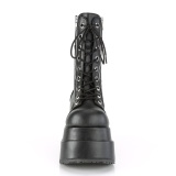 Vegan 11,5 cm BEAR-265 emo dobbelt platform ankelstvler - dame plateauboots med snrebnd