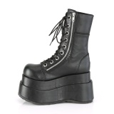 Vegan 11,5 cm BEAR-265 emo dobbelt platform ankelstvler - dame plateauboots med snrebnd