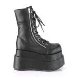 Vegan 11,5 cm BEAR-265 emo dobbelt platform ankelstvler - dame plateauboots med snrebnd