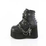 Vegan 11,5 cm KERA-68 womens ankle boots platform with buckles black