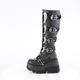 Vegan 11,5 cm SHAKER-210 emo knee high women boots platform with buckles