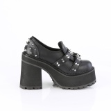 Vegan 12 cm ASSAULT-38 Dame loafers med nittersler og platform i sort