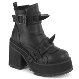 Vegan 12 cm ASSAULT-72 Dame boots med nittersler og platform i sort