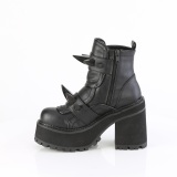 Vegan 12 cm ASSAULT-72 Dame boots med nittersler og platform i sort