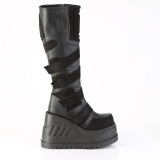 Vegan 12 cm STOMP-228 cyberpunk wedges plateaustvler wedges med spnder