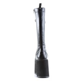 Vegan 14,5 cm MEGA-602 cyberpunk knee high mens boots platform black