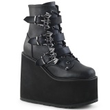 Vegan 14 cm SWING-103 kvinder plateau boots med spnder sort