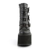 Vegan 14 cm SWING-103 kvinder plateau boots med spnder sort