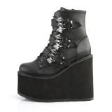 Vegan 14 cm SWING-103 kvinder plateau boots med spnder sort