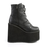 Vegan 14 cm SWING-103 kvinder plateau boots med spnder sort