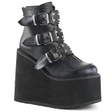 Vegan 14 cm SWING-105 kvinder plateau boots med spnder sort