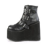 Vegan 14 cm SWING-105 kvinder plateau boots med spnder sort