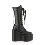 Vegan 14 cm SWING-150 emo calf-high women boots platform with laces