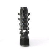 Vegan 14 cm SWING-230 emo calf-high women boots platform with buckles black