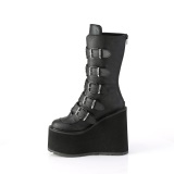 Vegan 14 cm SWING-230 emo calf-high women boots platform with buckles black