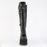 Vegan 14 cm SWING-260 emo knee high women boots platform with laces