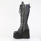 Vegan 14 cm SWING-260 emo knee high women boots platform with laces