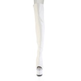 Vegan 18 cm SPECTATOR-3030 white high heeled thigh high boots open toe with lace up