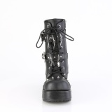 Vegan 7 cm CUBBY-54 emo platform ankelstvler - dame plateauboots med snrebnd