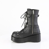 Vegan 7 cm CUBBY-54 emo platform ankelstvler - dame plateauboots med snrebnd