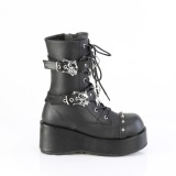 Vegan 7 cm CUBBY-54 emo platform ankelstvler - dame plateauboots med snrebnd