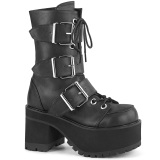 Vegan 9,5 cm RANGER-308 gotiske chunky ankelstvler dame plateauboots med spnder