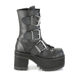 Vegan 9,5 cm RANGER-308 gotiske chunky ankelstvler dame plateauboots med spnder