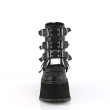 Vegan 9 cm DAMNED-105 womens ankle boots platform with buckles black