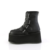 Vegan 9 cm DAMNED-105 womens ankle boots platform with buckles black