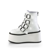 Vegan 9 cm DAMNED-105 womens ankle boots platform with buckles white