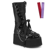 Vegan 9 cm DAMNED-120 emo calf-high women boots platform with laces