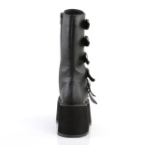 Vegan 9 cm DAMNED-225 emo calf-high women boots platform with buckles black