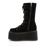 Velvet 9 cm DAMNED-225 emo calf-high women boots platform with buckles black