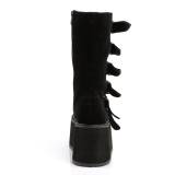 Velvet 9 cm DAMNED-225 emo calf-high women boots platform with buckles black