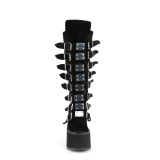 Wedge 14 cm S815 women boots platform with buckles black velvet