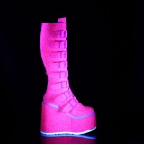 Wedge 14 cm S815 women boots platform with buckles rose neon