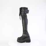 Wedge platform 11,5 cm SHAKER-325 womens thigh high boots with laces