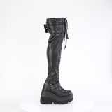 Wedge platform 11,5 cm SHAKER-325 womens thigh high boots with laces