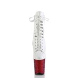 White glitter 20 cm FLAMINGO-1020HG Exotic stripper ankle boots