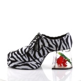 Zebra PIMP-02 mens pimp shoes lace-up with goldfish aquarium heel